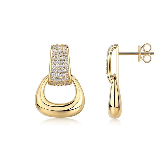 DE Moissanite Gold Plated Pendant Earring Moissanite Anti-allergic 925 Silver Gold Plated Pendant Earrings Fashion Lady Earring