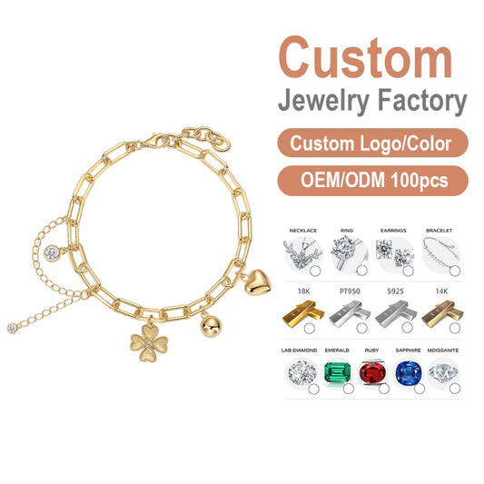 Playful Charm 925 Silver Moissanite Bracelet S925 Silver Gold Plated for Date Casual Outings