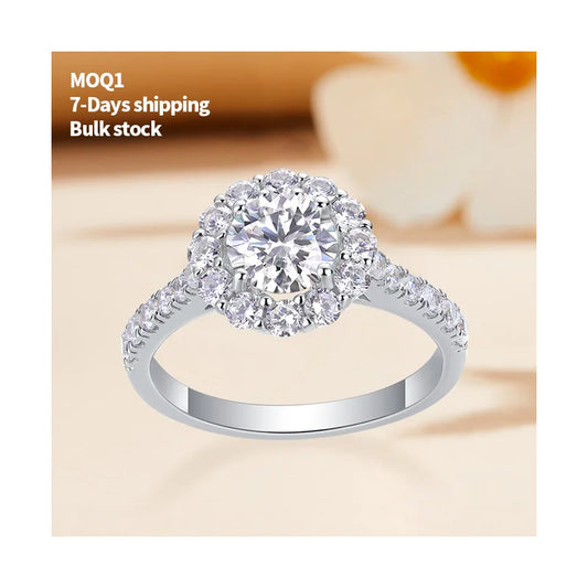 Free Video and Picture S925 Silver Hip Hop VVS Moissanite Big Diamond Cuban Rings