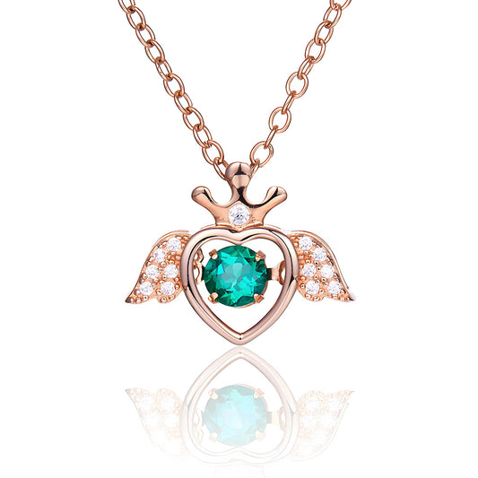 Dancing Lab Emerald Heart Necklace in 925 sterling silver Sterling Silver, product view