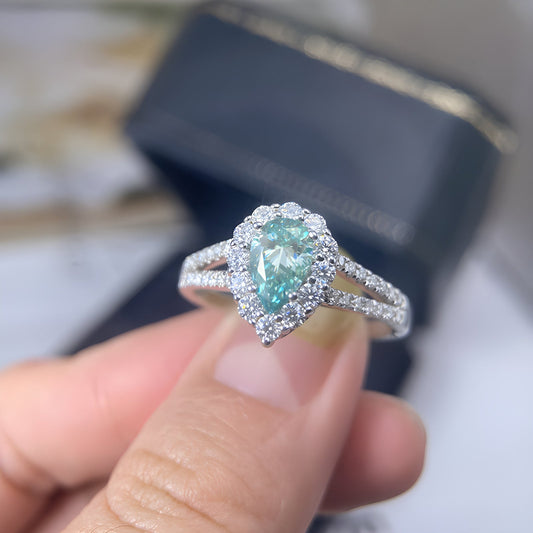 1 Carat Pear Cut Moissanite Engagement Ring 925 sterling silver, alternate product view