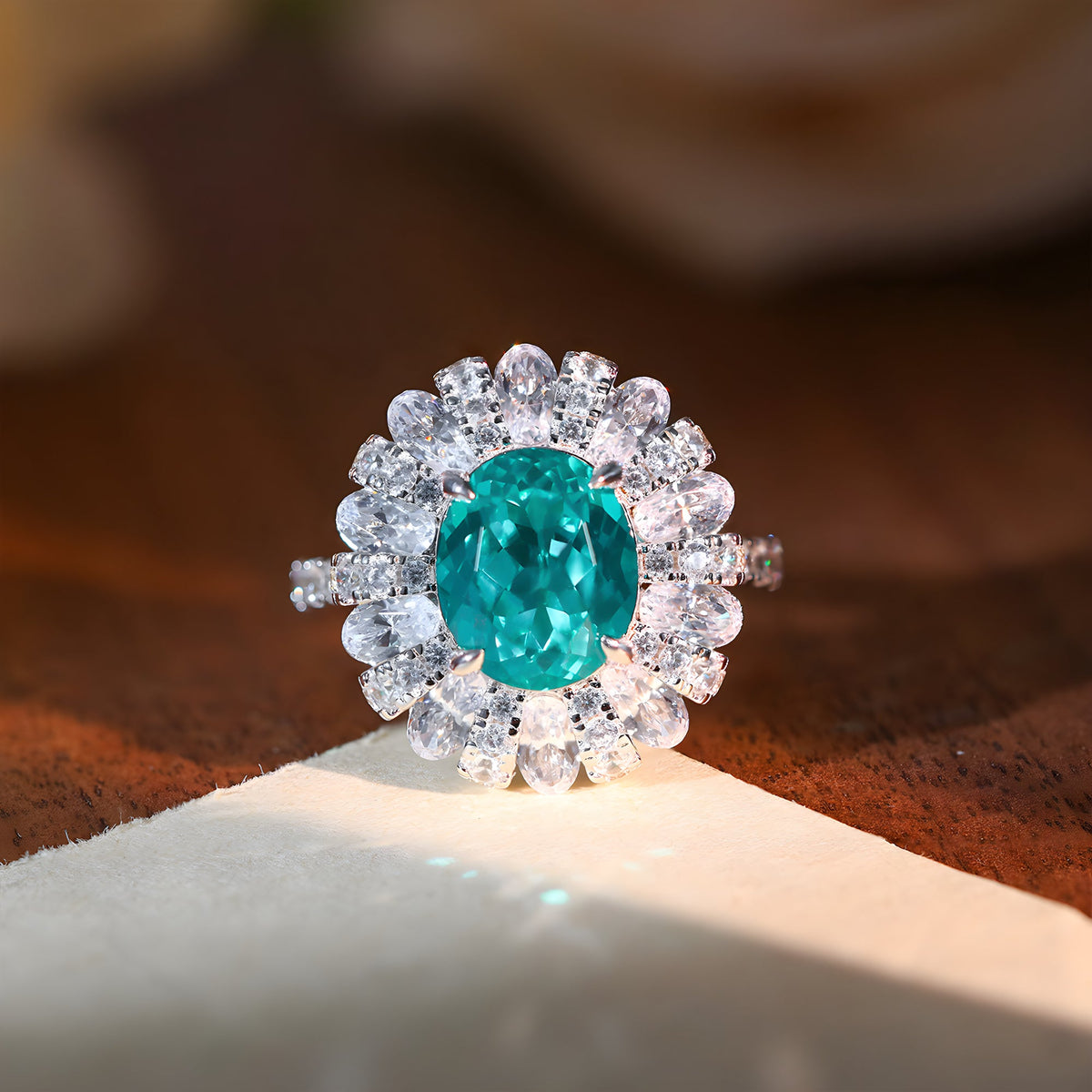 5 Carat Paraiba-Color Lab-Grown Gemstone Ring 925 sterling silver, alternate product view