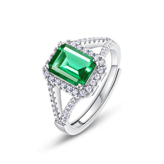 1.25CT Emerald Cut Lab Emerald Ring in S925 Sterling Silver