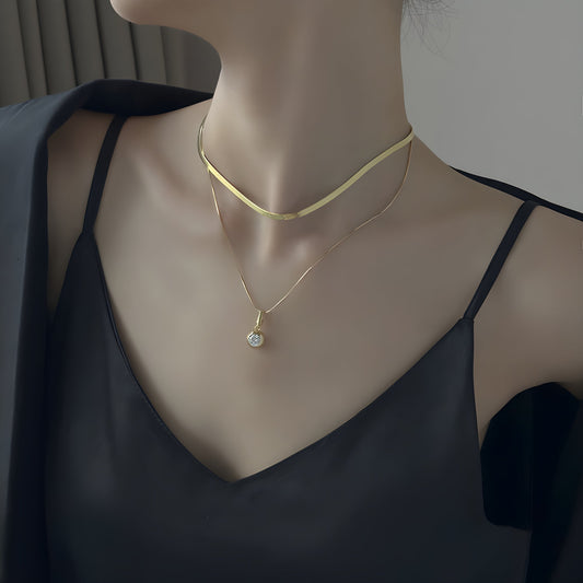 Layered Snake Chain Necklace Set in 925 sterling silver, alternate product view