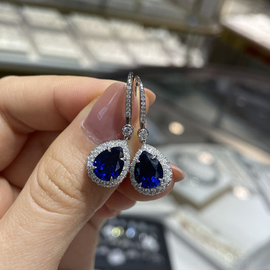 2 Carat Pear Lab-Grown Ruby & Moissanite Drop Earrings 925 sterling silver, alternate product view