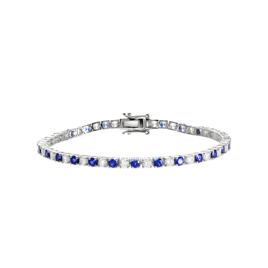 3mm Lab-Grown Blue Sapphire Tennis Bracelet 925 sterling silver, product view