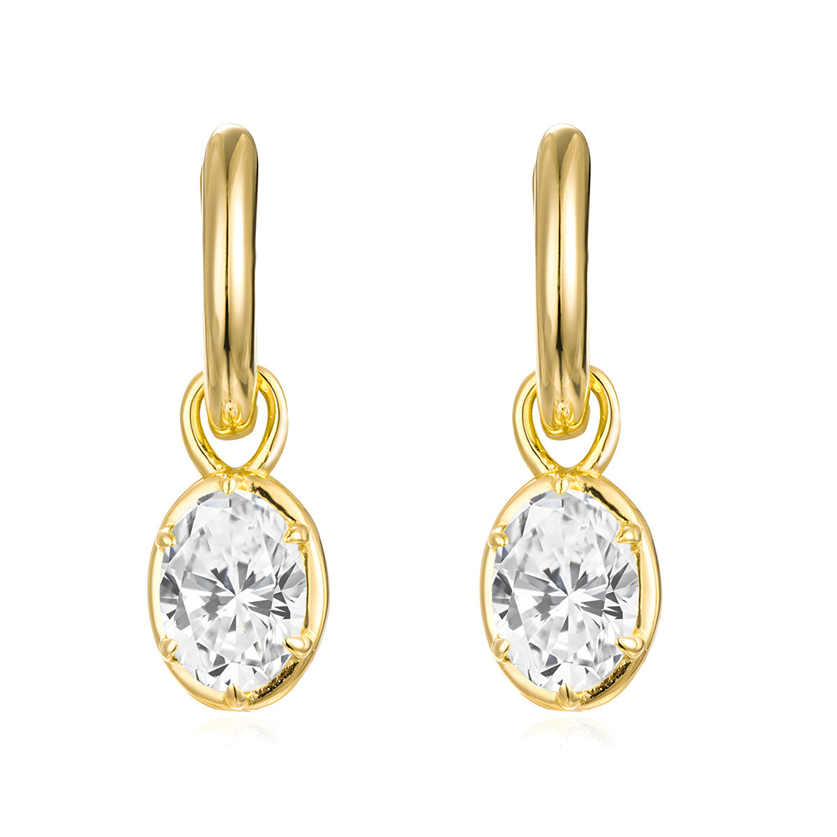 Oval Moissanite Drop Earrings 5×7mm 925 sterling silver, product view