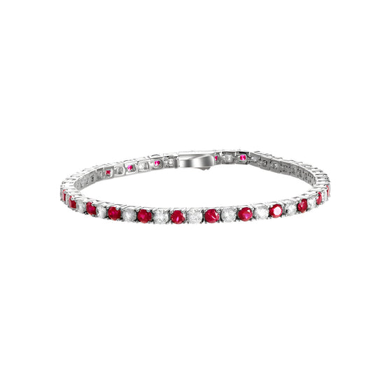Lab-Grown Ruby Tennis Bracelet in 925 sterling silver, product view