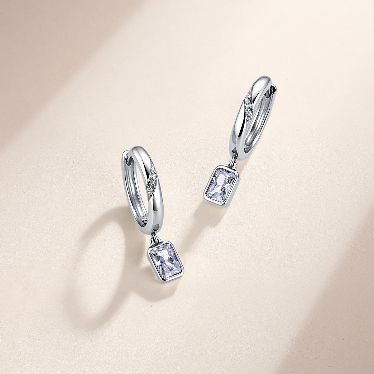 1.6 CTW Moissanite Drop Huggie Earrings 925 sterling silver Sterling Silver, alternate product view