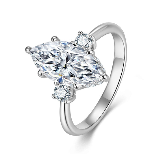 Marquise Cut Moissanite Ring in S925 Sterling Silver
