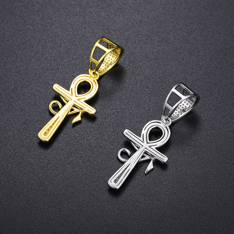Evil Eye Ankh Cross Moissanite Pendant view