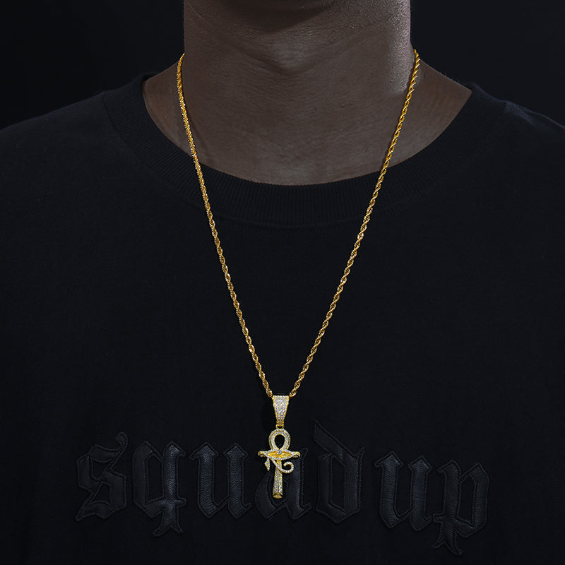 Evil Eye Ankh Cross Moissanite Pendant view