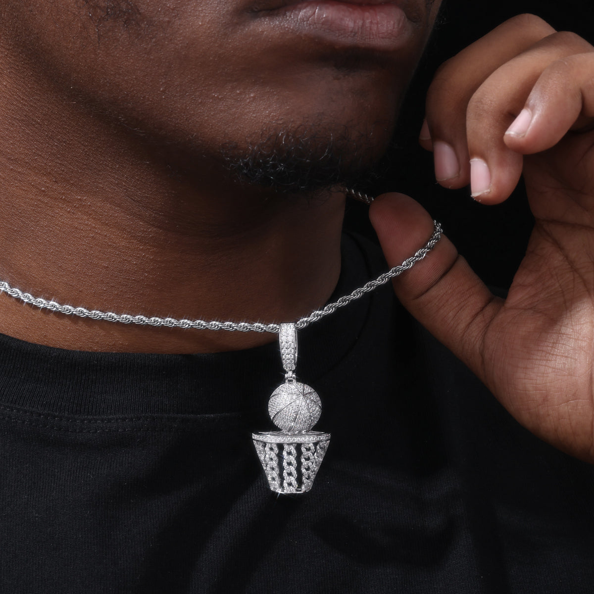 Basketball Hoop Moissanite Pendant view