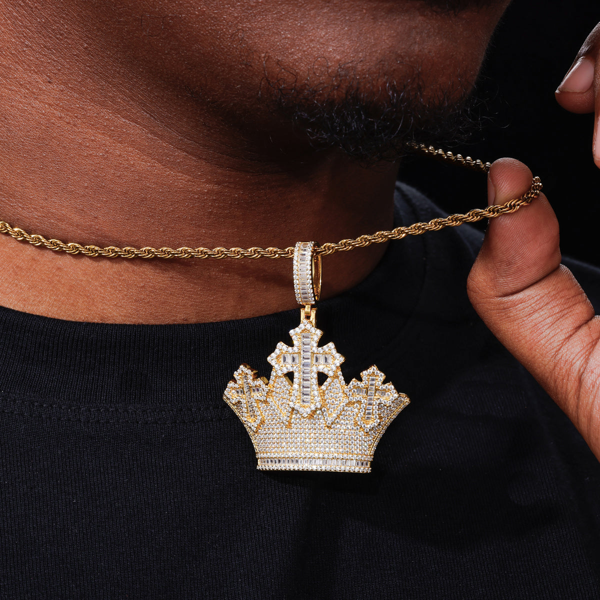 Crown Cross Moissanite Pendant view