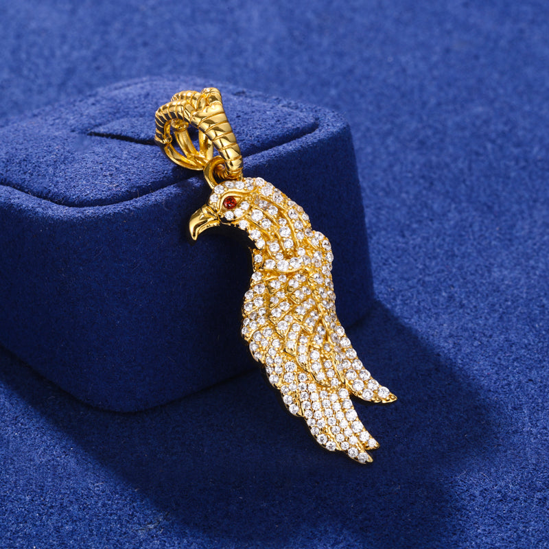 Gold-tone eagle moissanite pendant