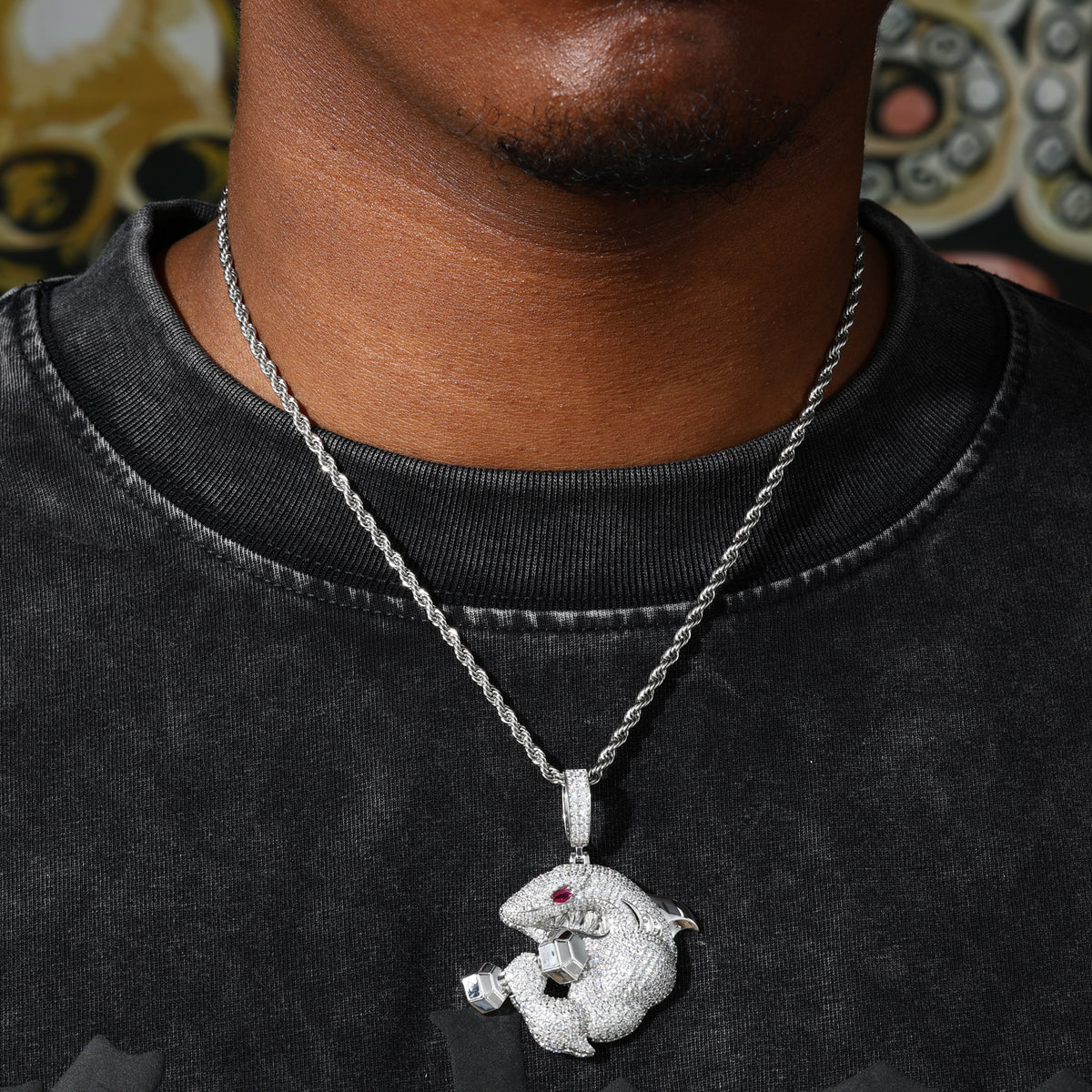 Fitness Rabbit Moissanite Pendant close-up