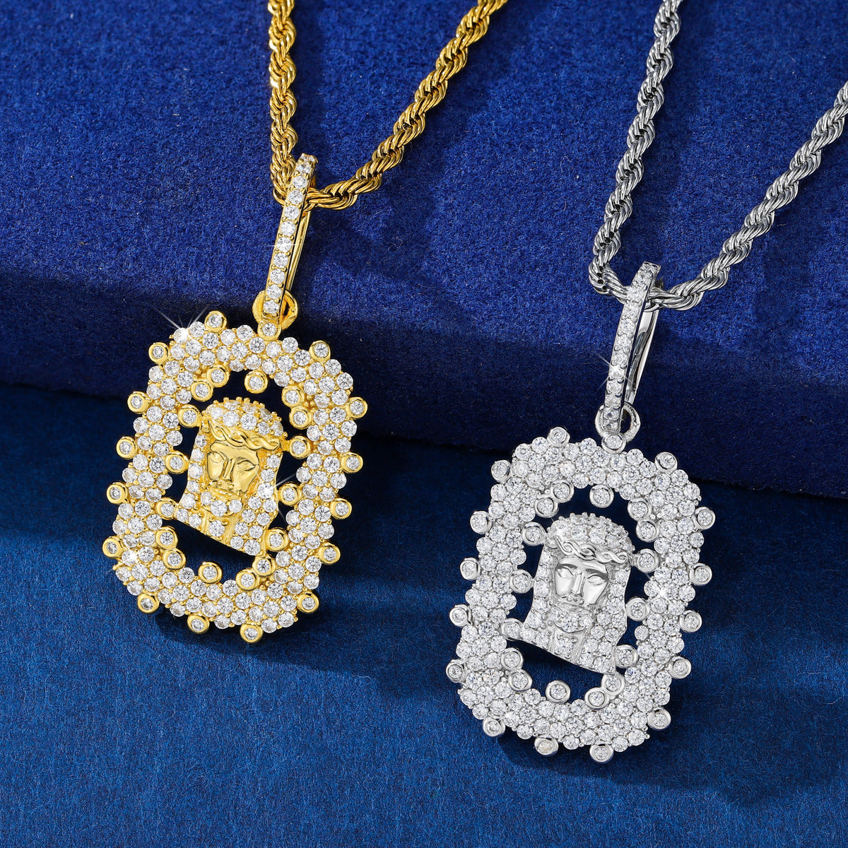 Jesus Halo Moissanite Pendant close-up