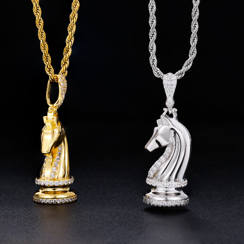 Knight Chess Moissanite Pendant close-up