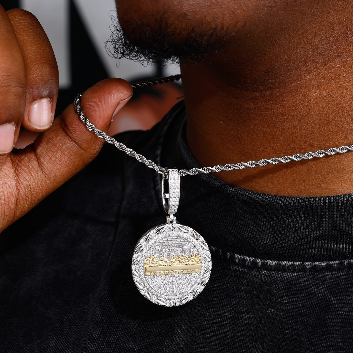 Last Supper Medallion Moissanite Pendant view