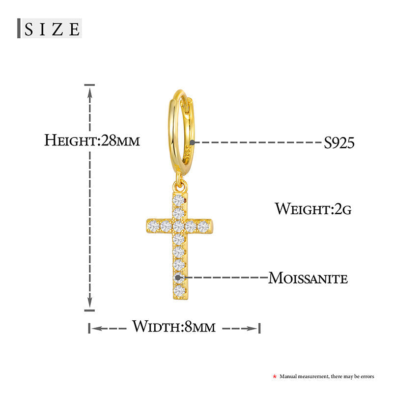Cross hoop earring dimensions and specifications