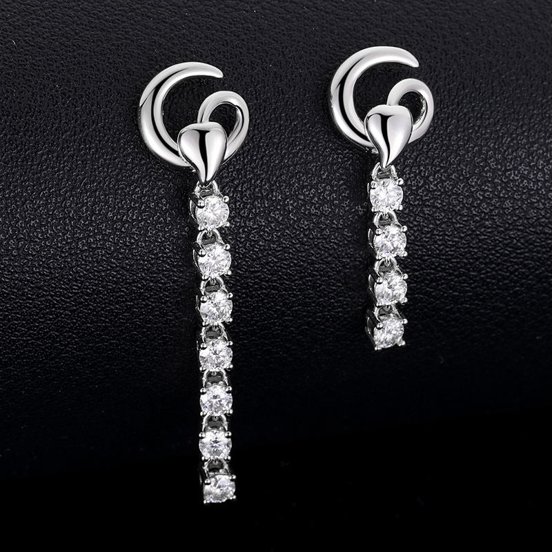 Moissanite tennis drop earrings with sculpted top