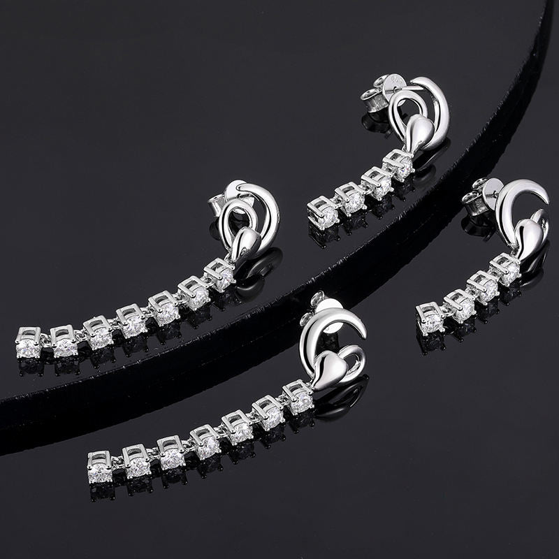 Tennis drop earrings side and back view