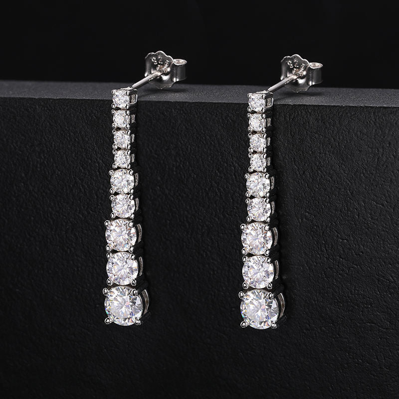 Moissanite tennis drop earrings in sterling silver