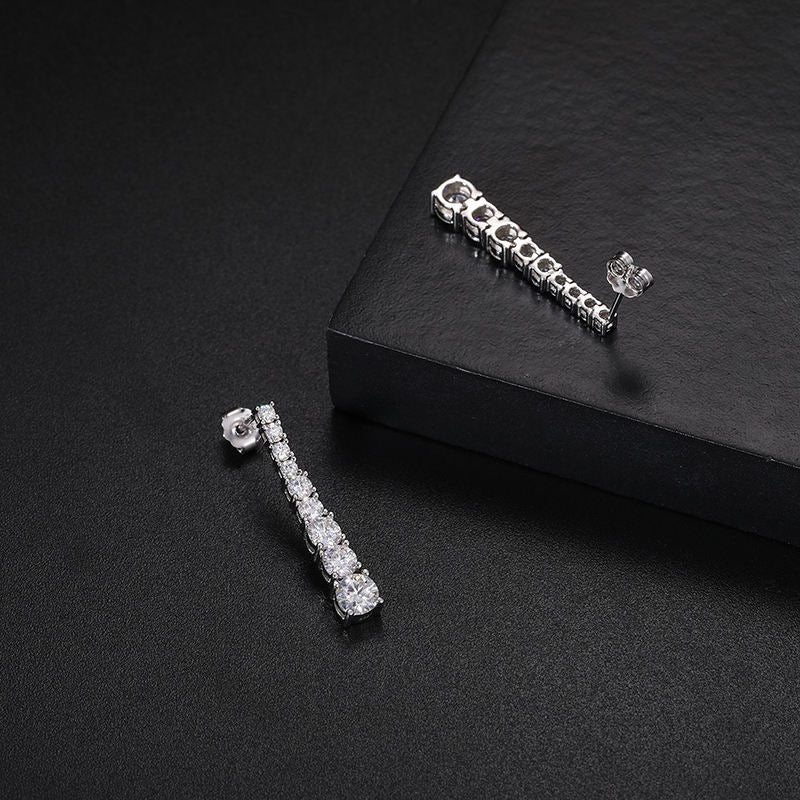 Tennis drop earrings back and side details
