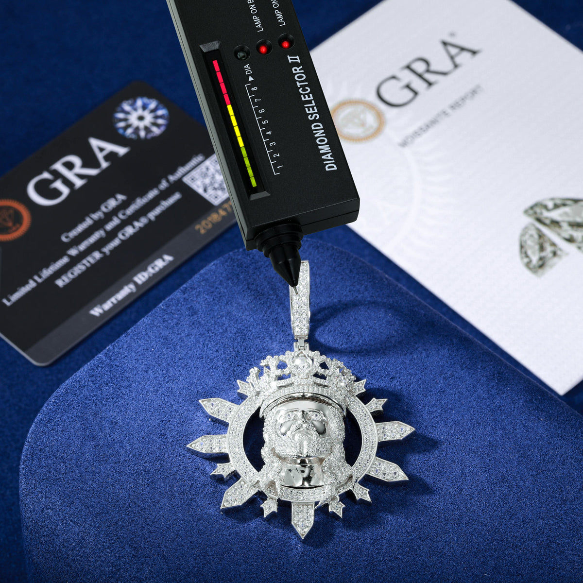 Sunburst Jesus pendant with tester and report