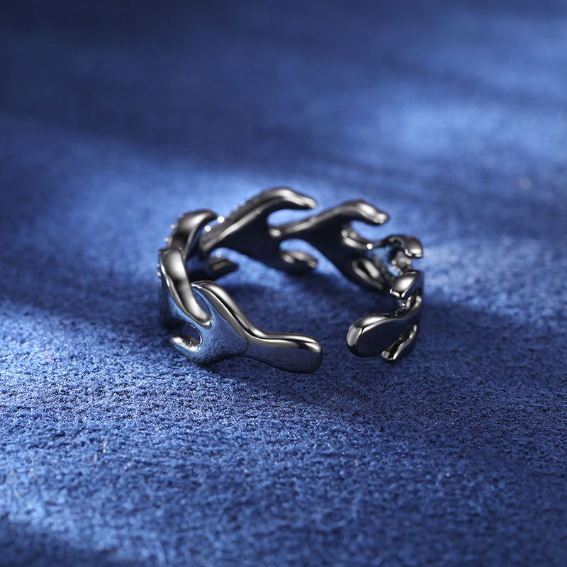 Black flame cubic zirconia open ring