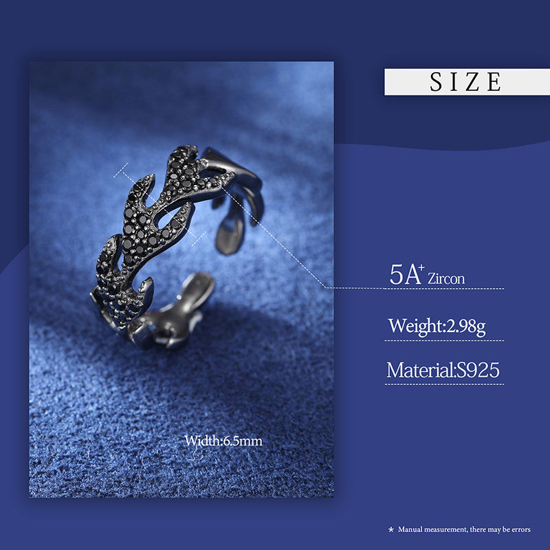 Black flame open ring dimensions and specifications