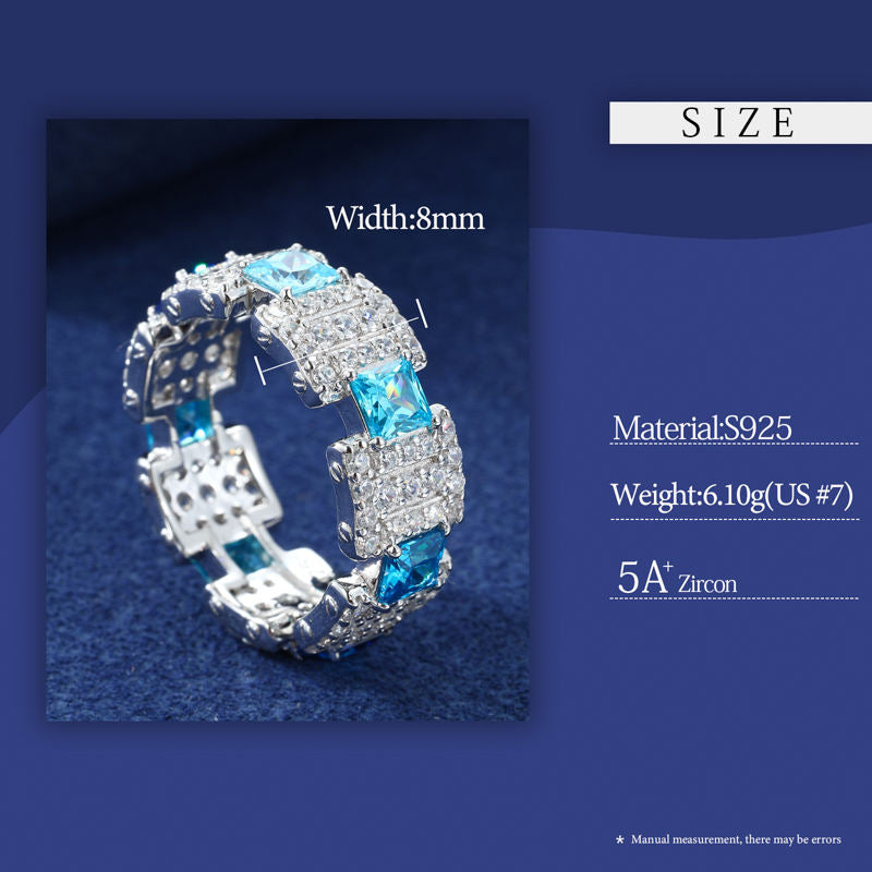 Blue CZ ring dimensions and specifications