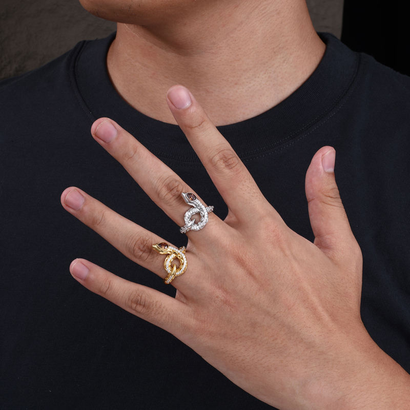 Snake ring styled on hand