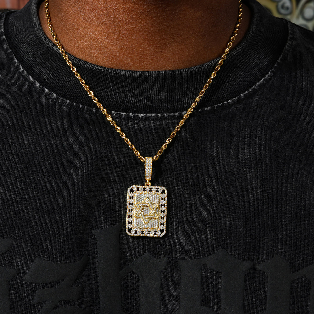Magen David Dog Tag Moissanite Pendant view