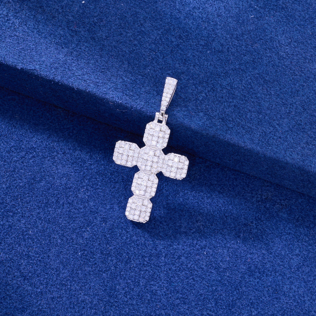 Two-Layer Cross Moissanite Pendant close-up