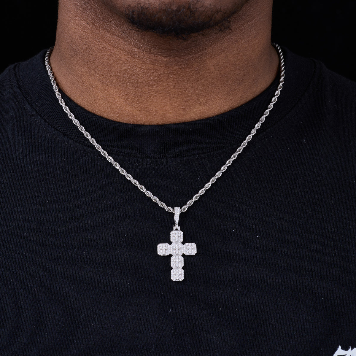 Two-Layer Cross Moissanite Pendant view