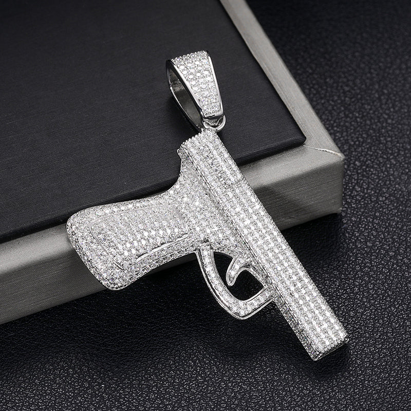 Pistol Moissanite Pendant close-up