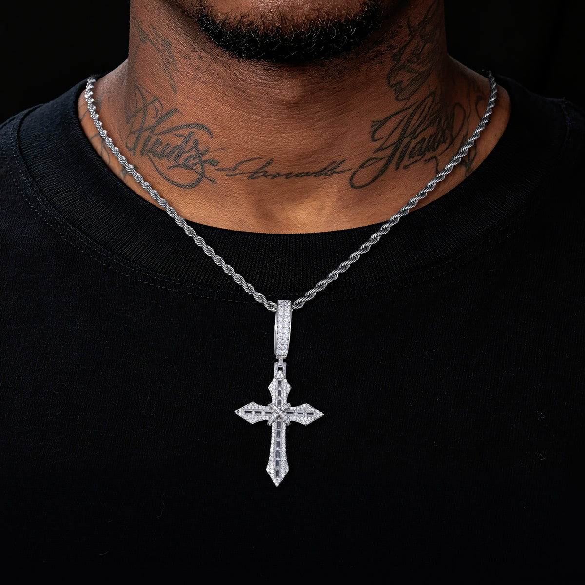 Pointed Cross Moissanite Pendant view