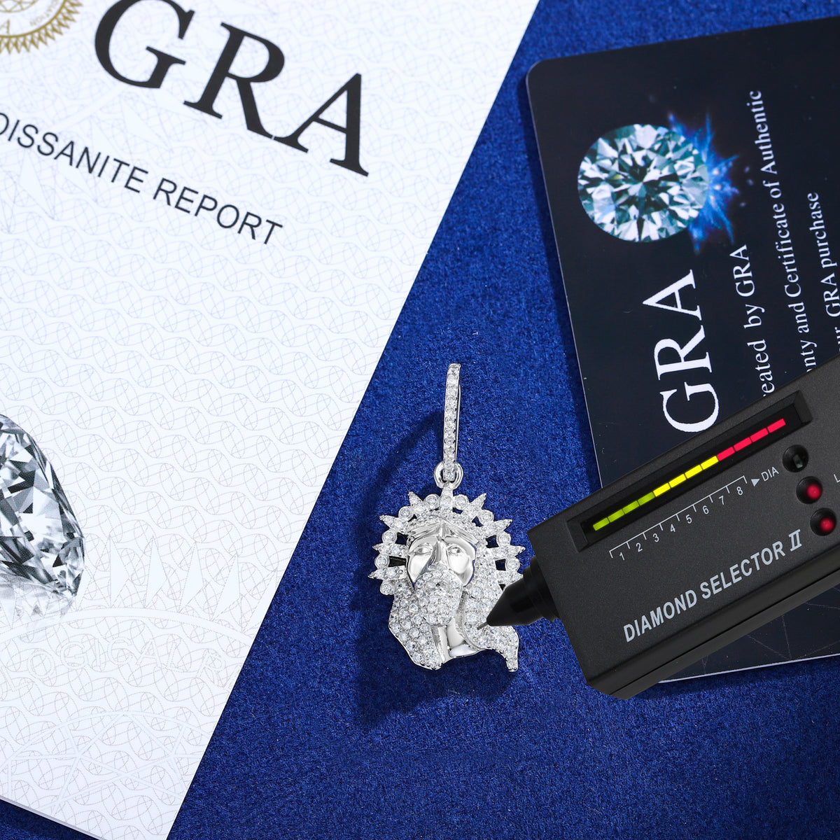 Radiant Jesus Moissanite Pendant close-up