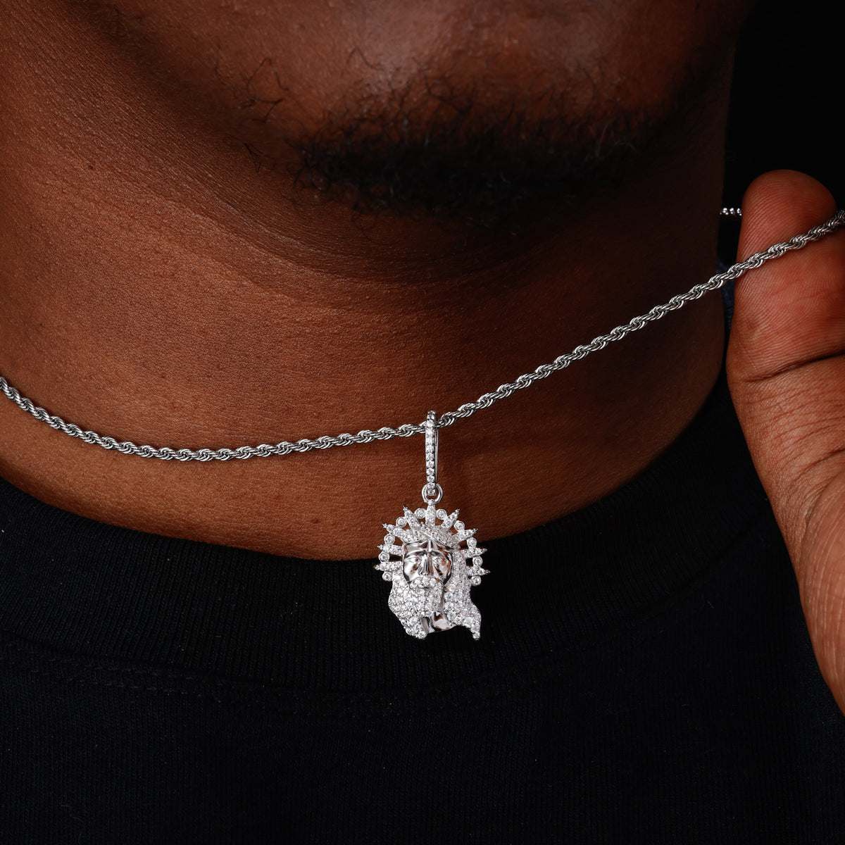 Radiant Jesus Moissanite Pendant view