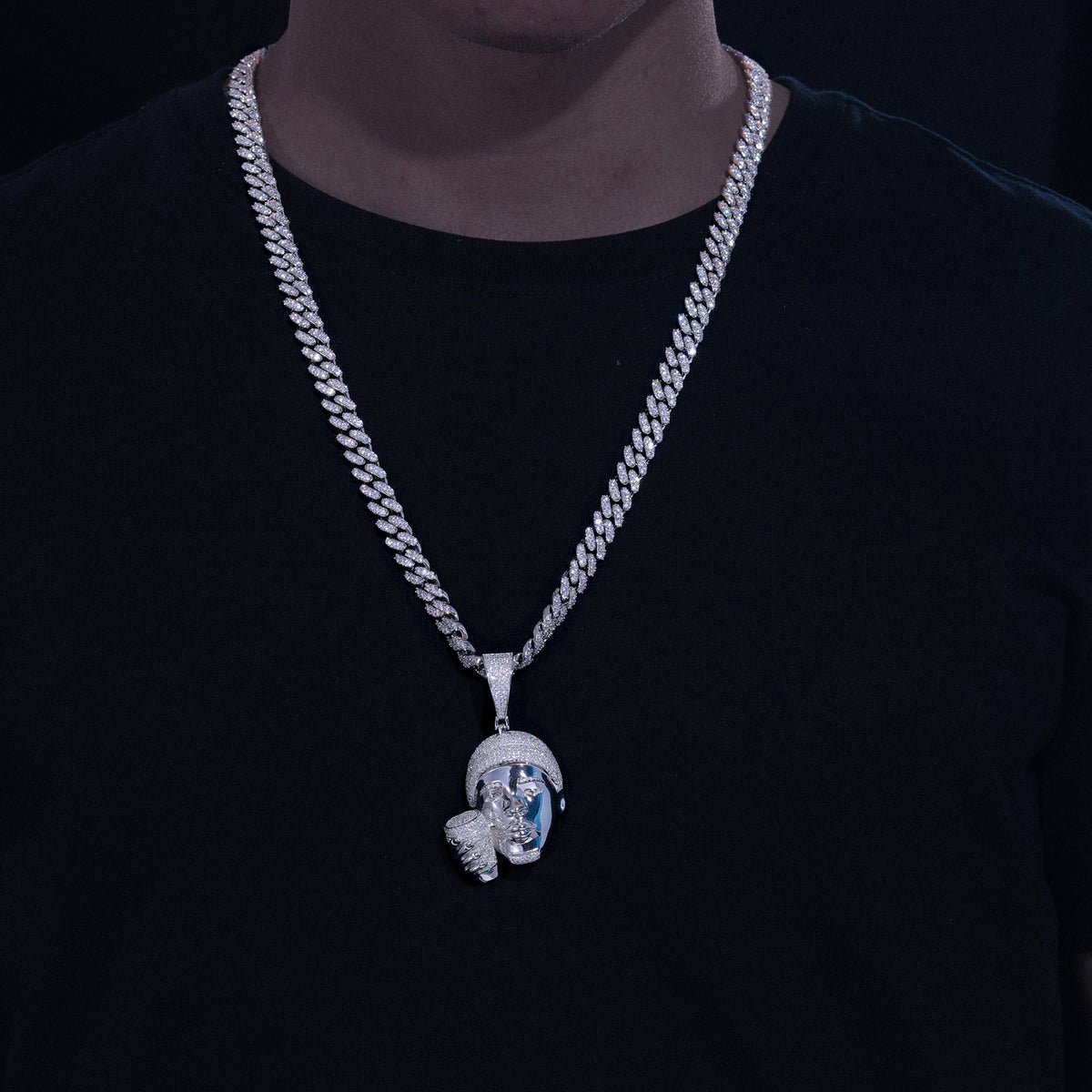 Rapper Head Moissanite Pendant view