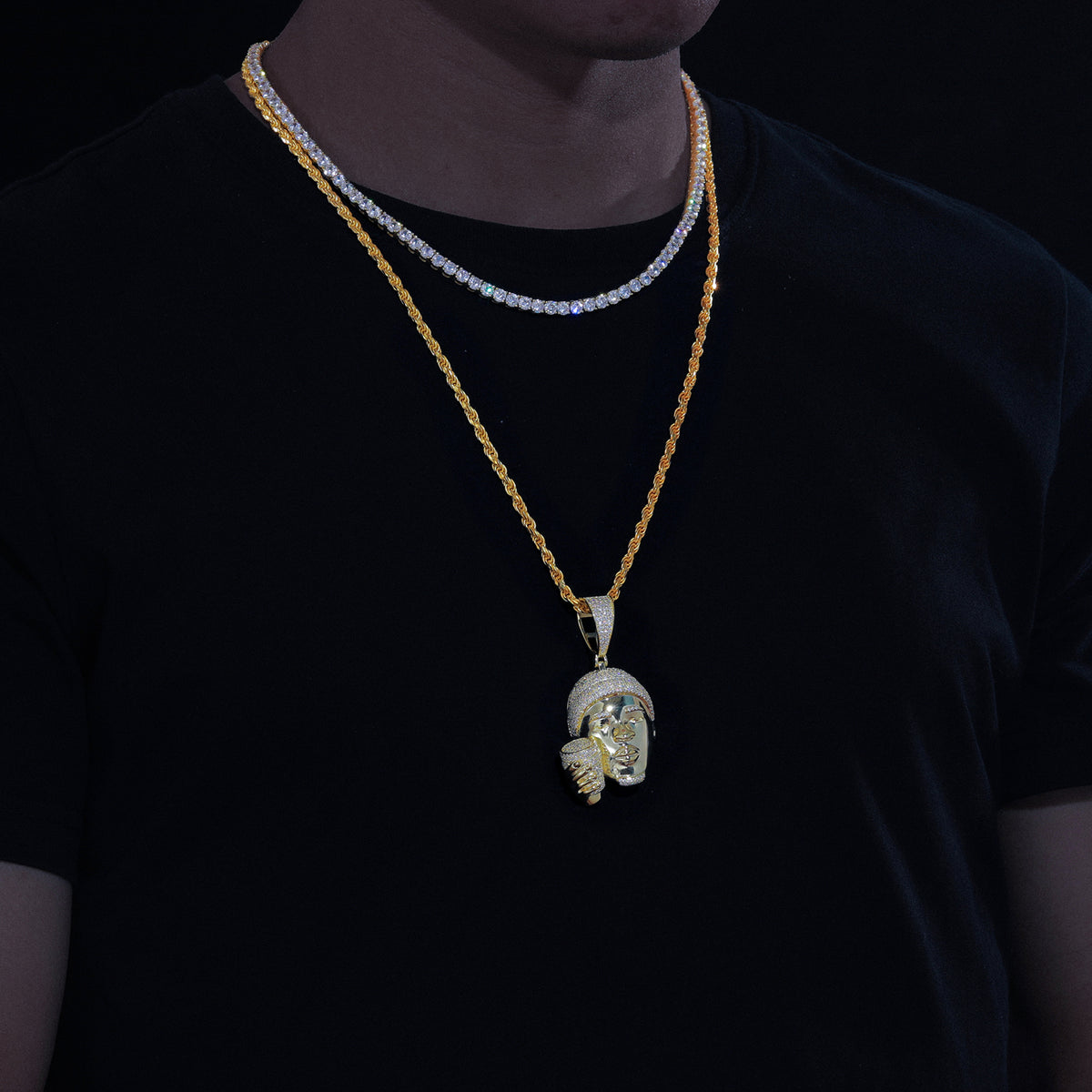 Rapper Head Moissanite Pendant view