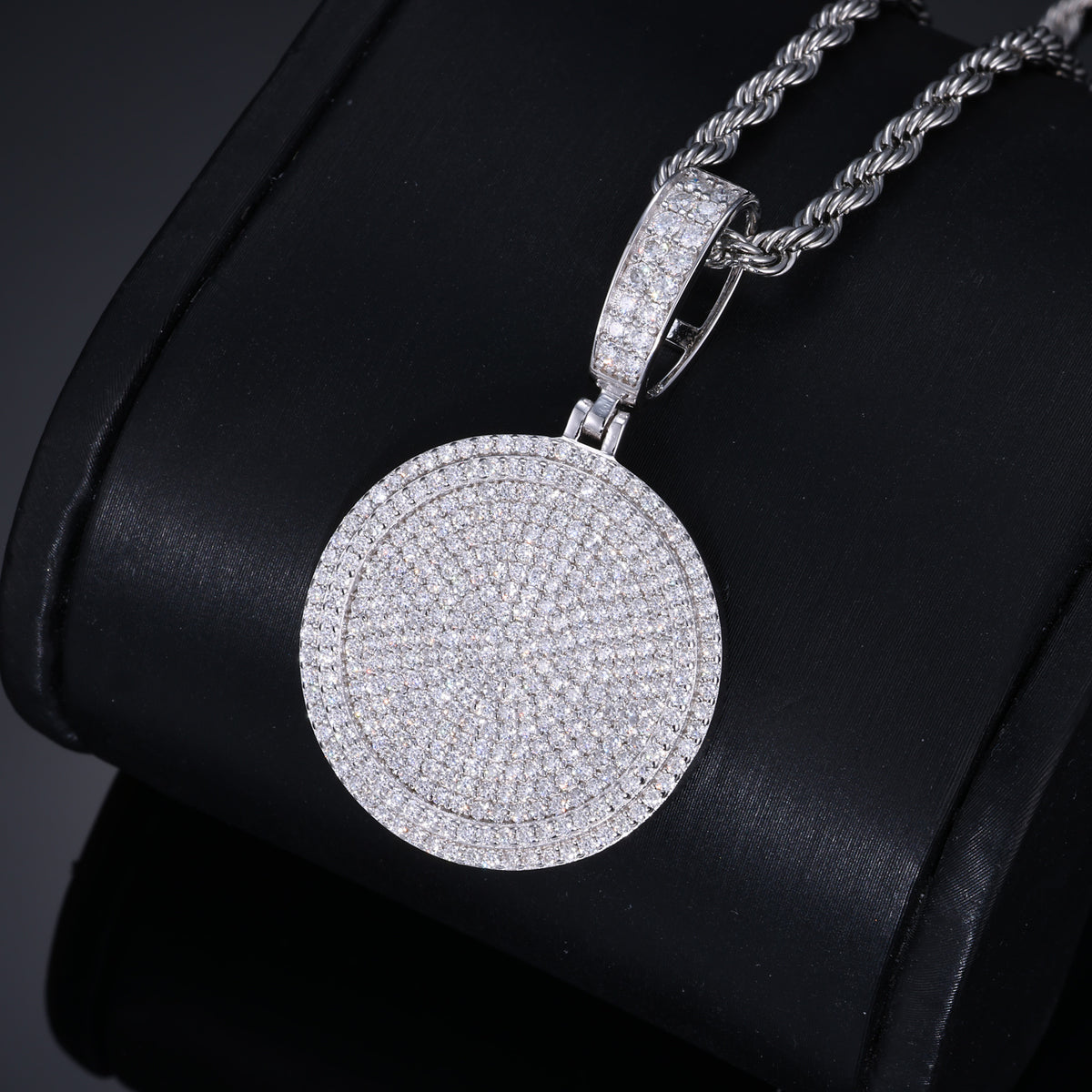 Round Dog Tag Moissanite Pendant view