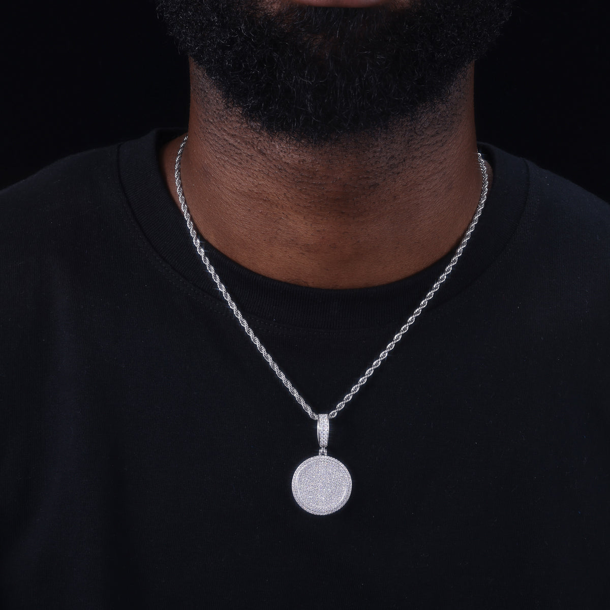 Round Dog Tag Moissanite Pendant view