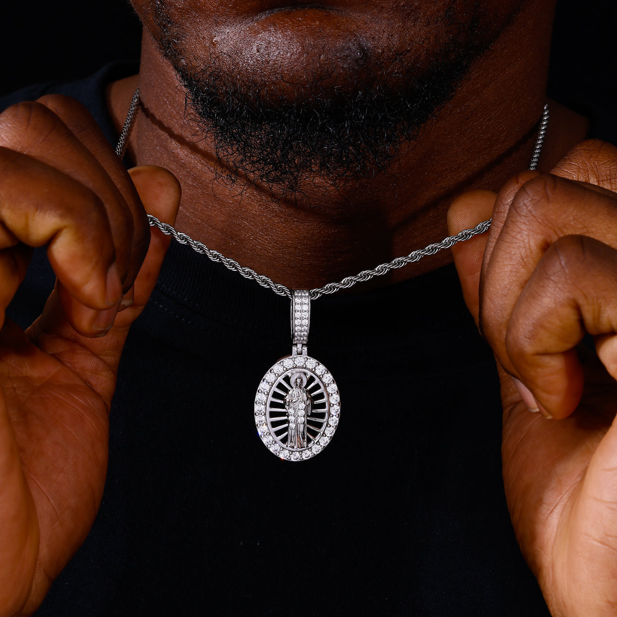 Saint Jude Moissanite Pendant close-up