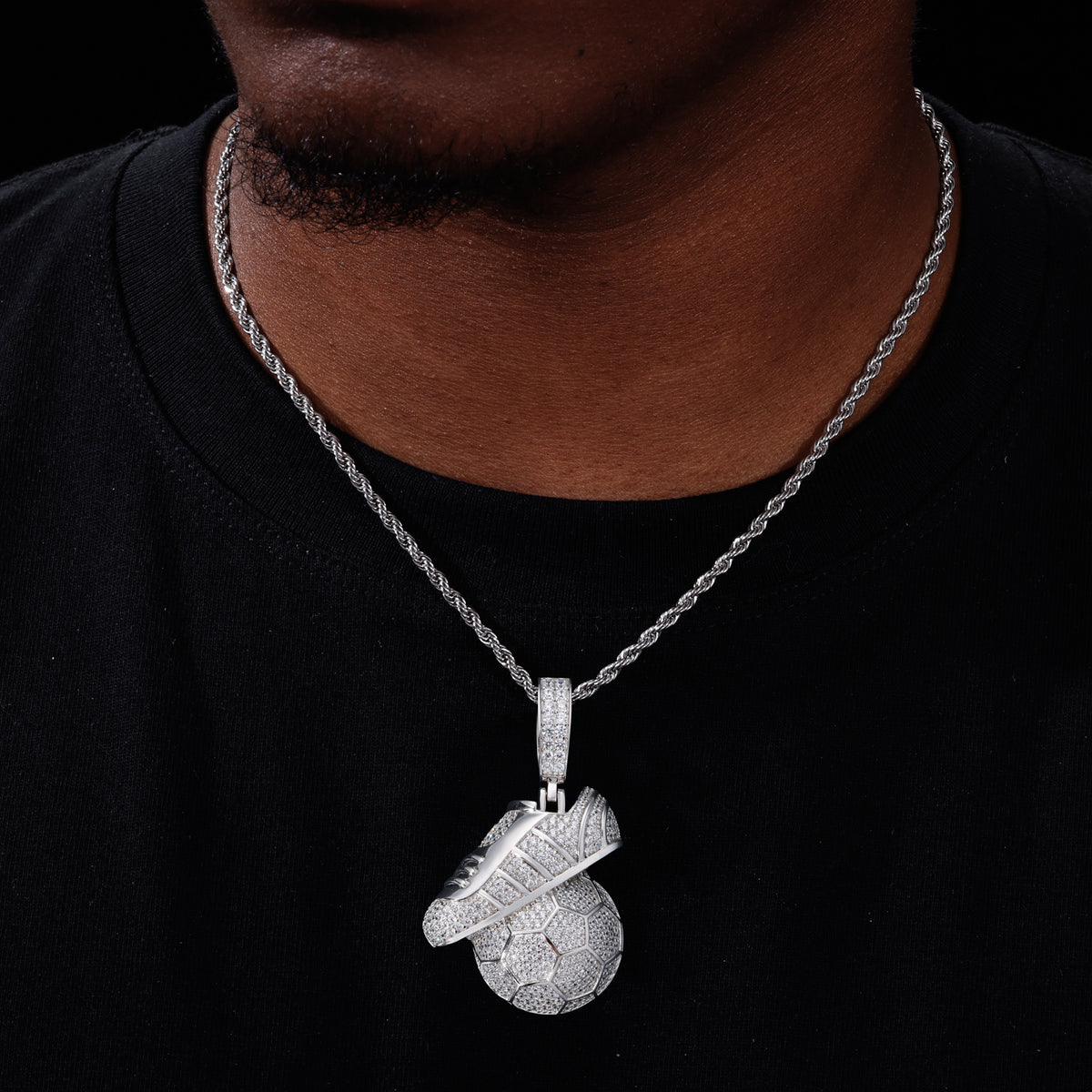 Soccer Shoe and Ball Moissanite Pendant view