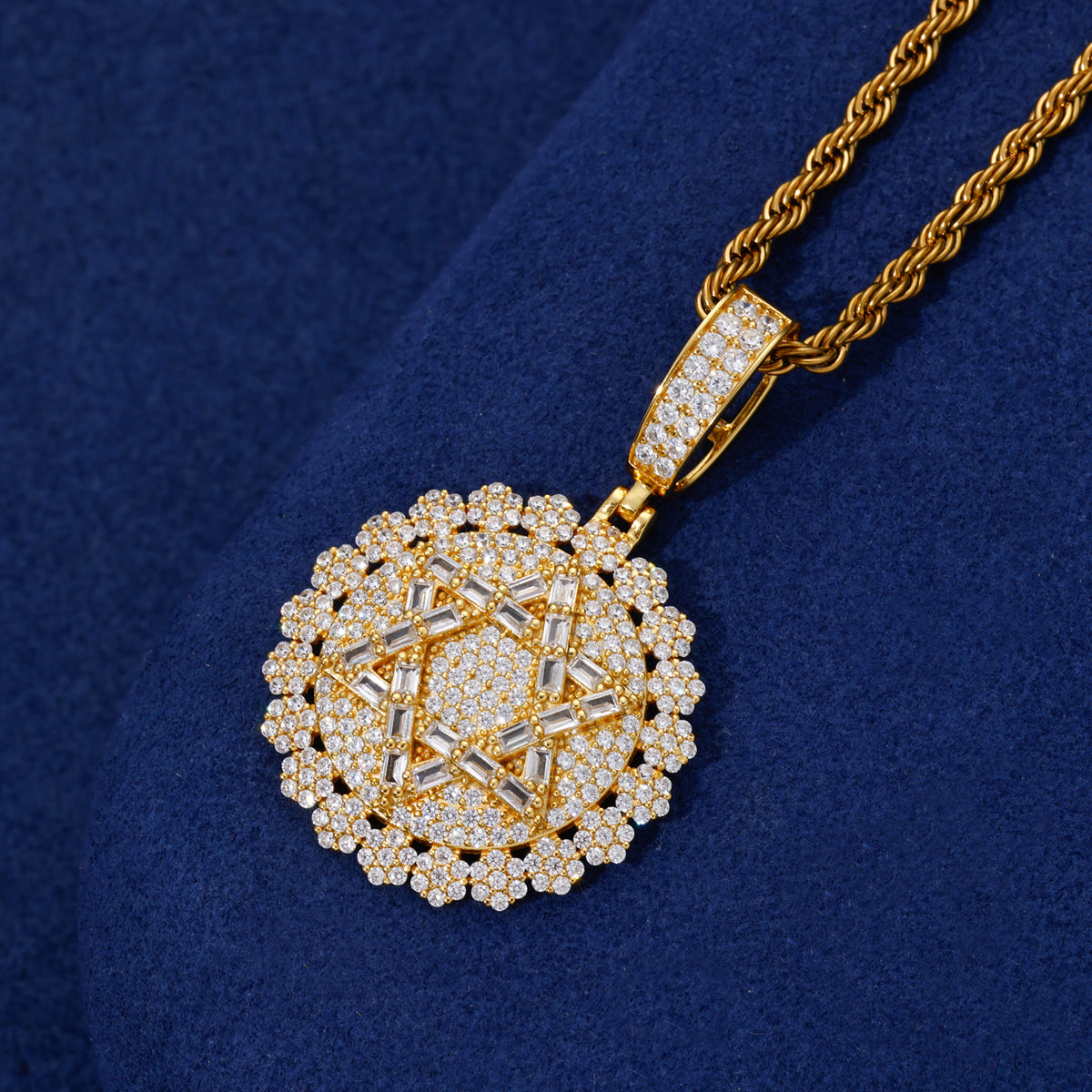 Star of David Moissanite Pendant close-up