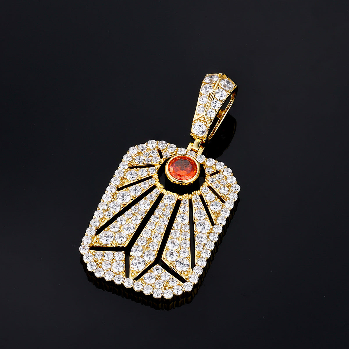 Sunburst Dog Tag Moissanite Pendant view