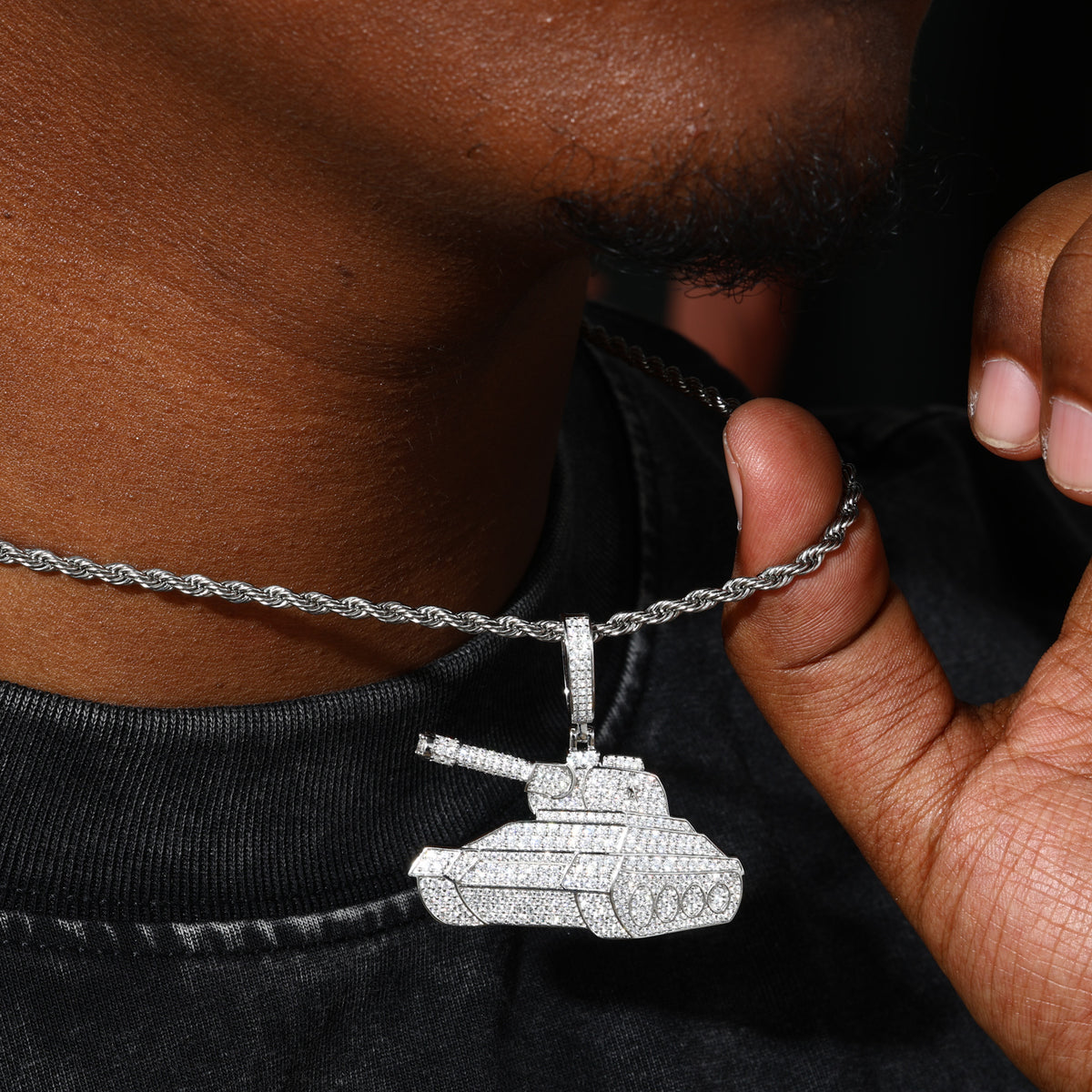 Mini Tank Moissanite Pendant view