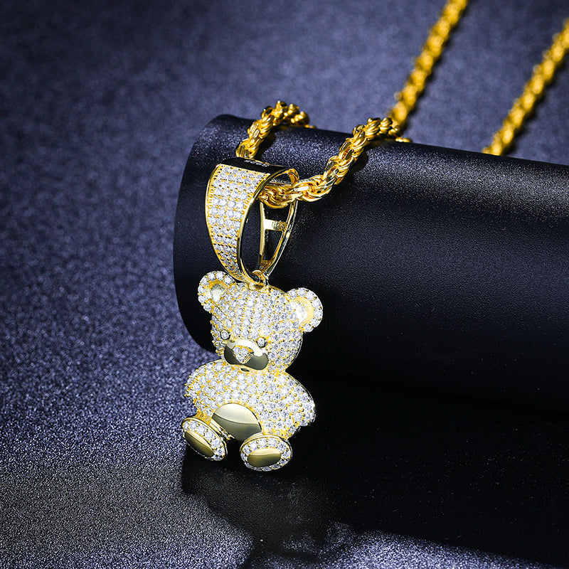 Teddy Bear Moissanite Pendant close-up